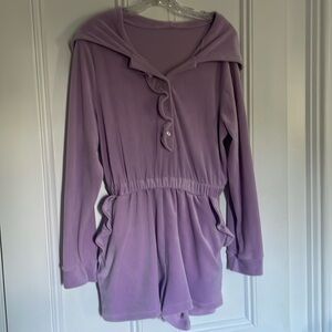 Super cute and comfy velour romper in Lilac
